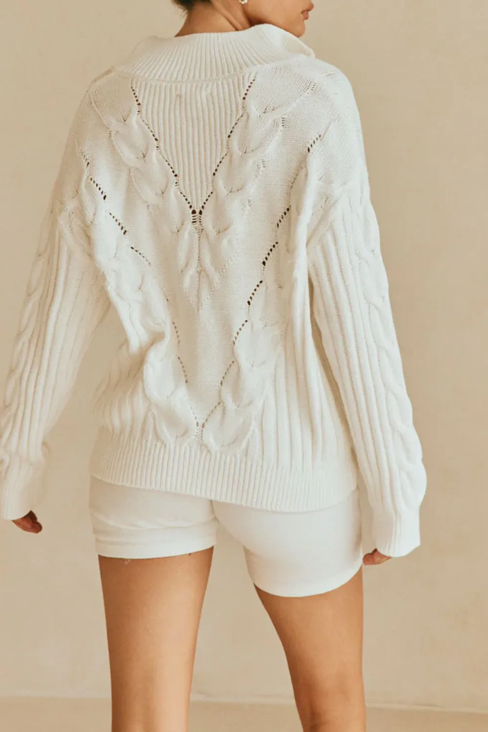 Cable Knit Hooded Sweater