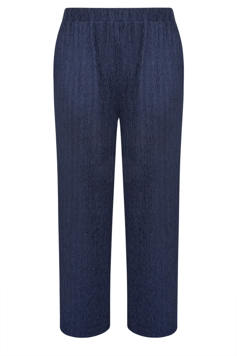 YOURS Curve Pink Crinkle Plisse Wide Leg Trousers