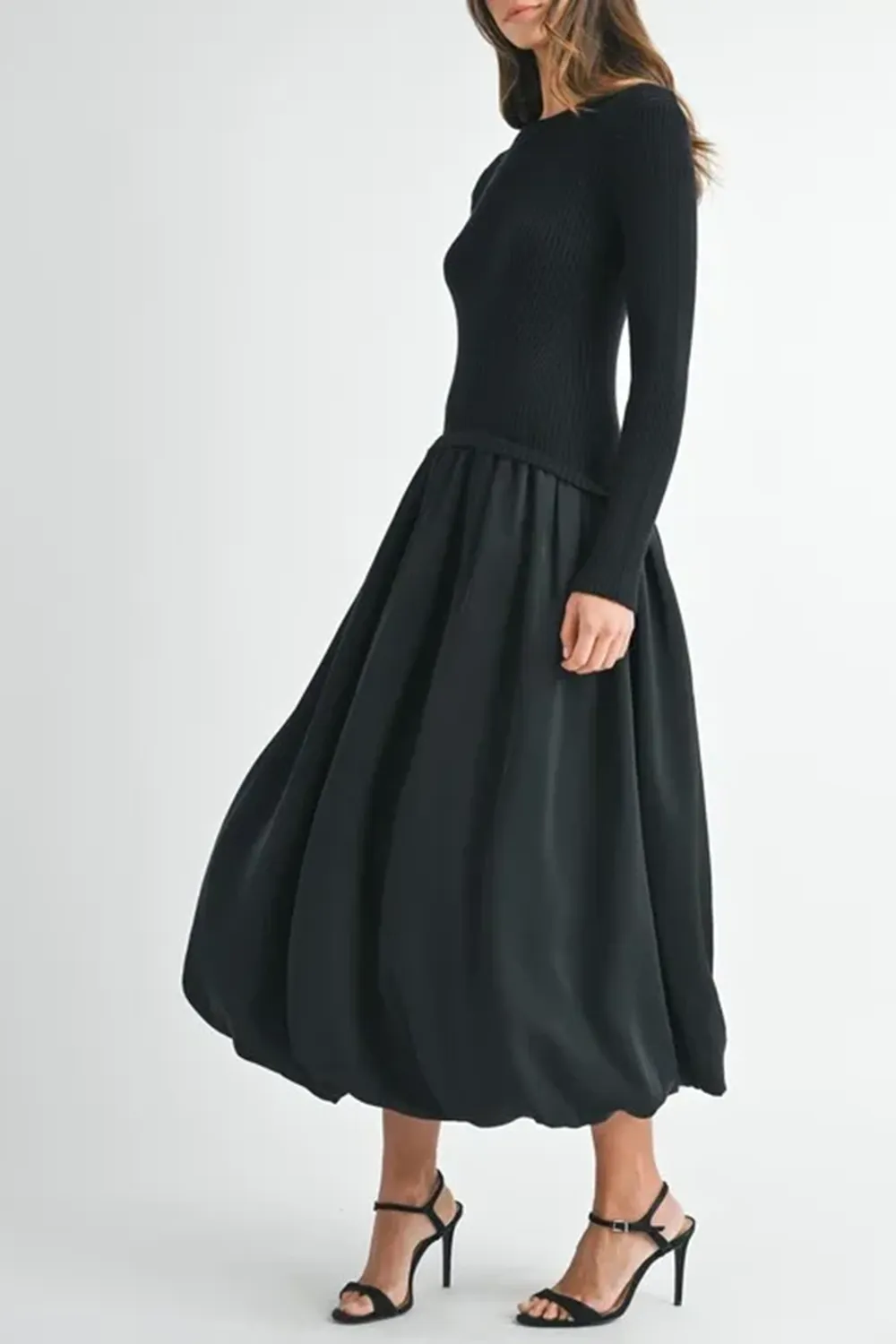 Minimalist Temperament Black Sweater Dress