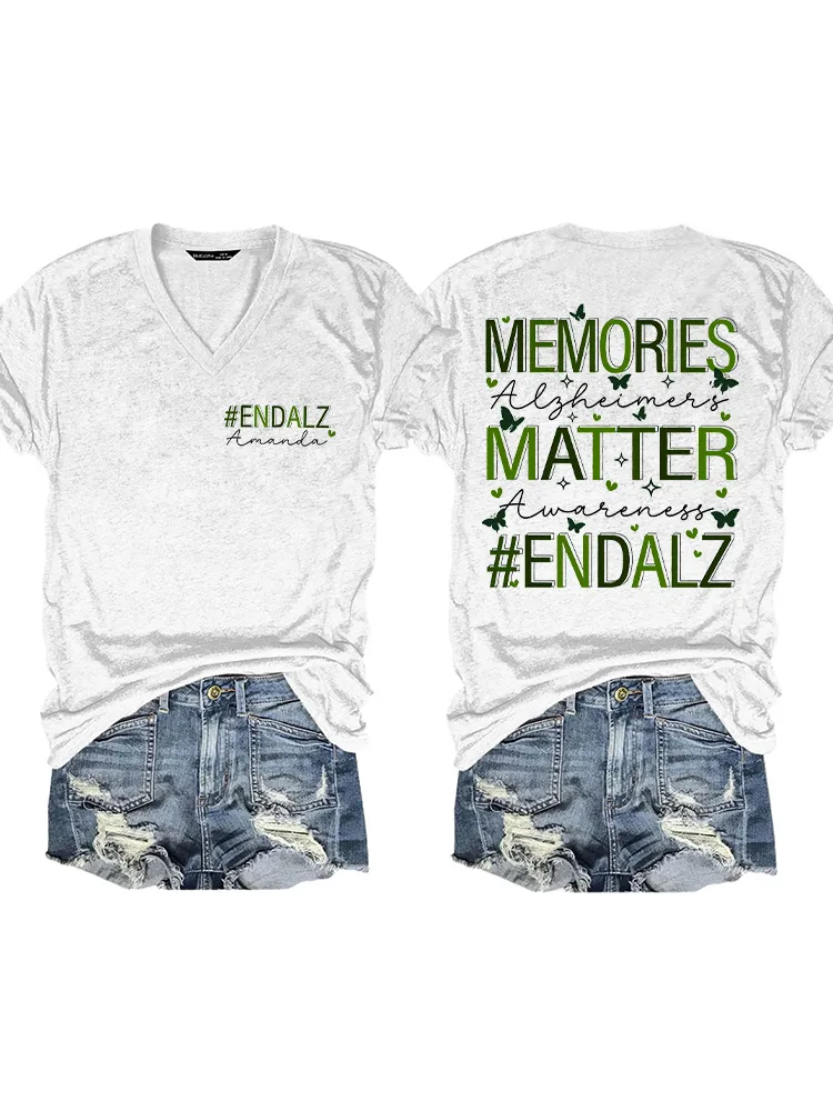 Women'S Memories Matter Endalz V-Neck T-Shirt