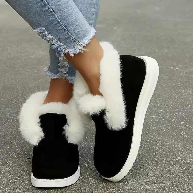 Casual Solid Color Split Joint Warm Furry Boots