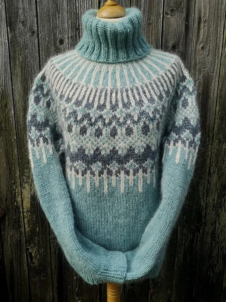 Vintage Fairman Island Feather Turtleneck Sweater