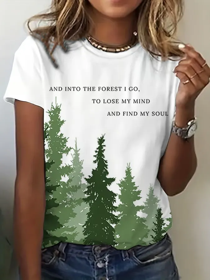 Women'S T-Shirt Women'S National Park Conservation Print Crew Neck T-Shirt
