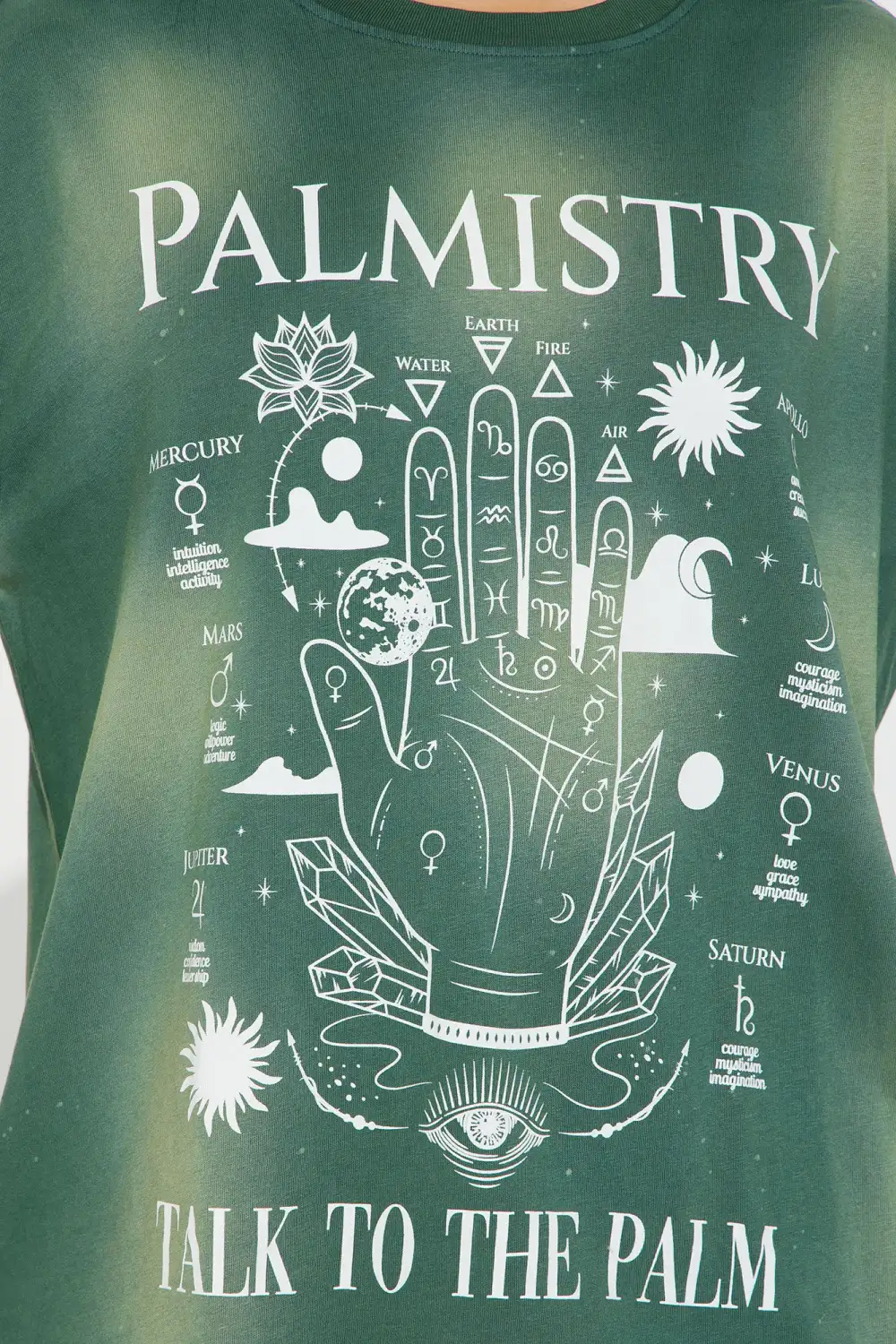 Palmistry Washed Graphic Tshirt - Green