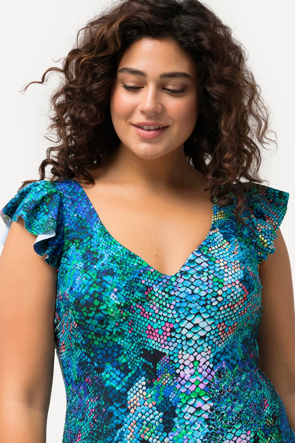 Badeanzug Schlange Volant Flügelärmel Softcups