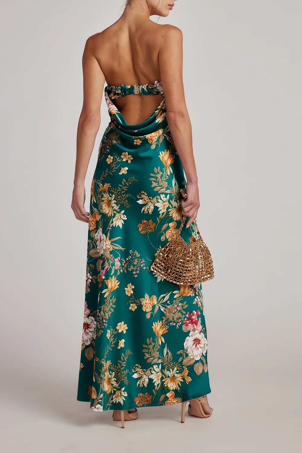 Blue And Gold Watercolor Maxi Dress