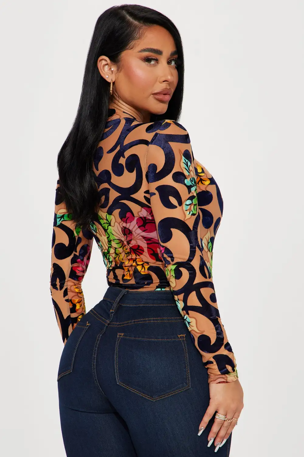 Georgia Floral Bodysuit - Blue/combo