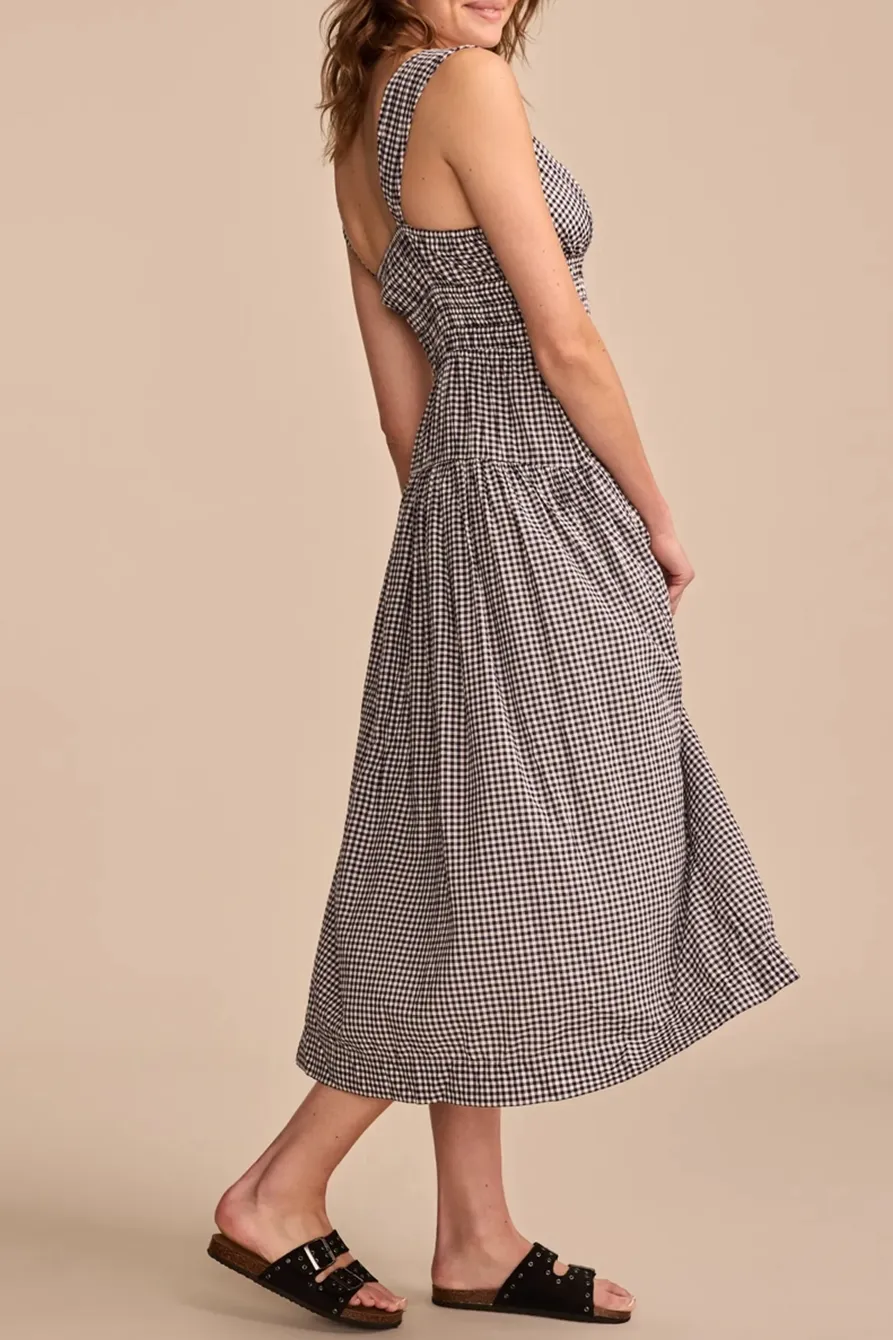 Cinched Waist Schiffli Midi Dress