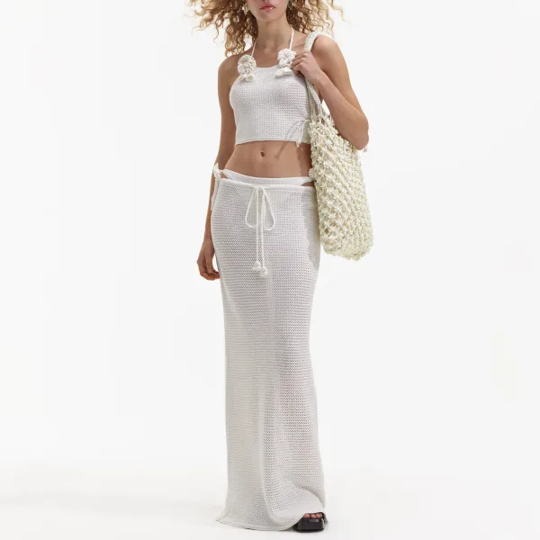 White Crochet Maxi Skirt