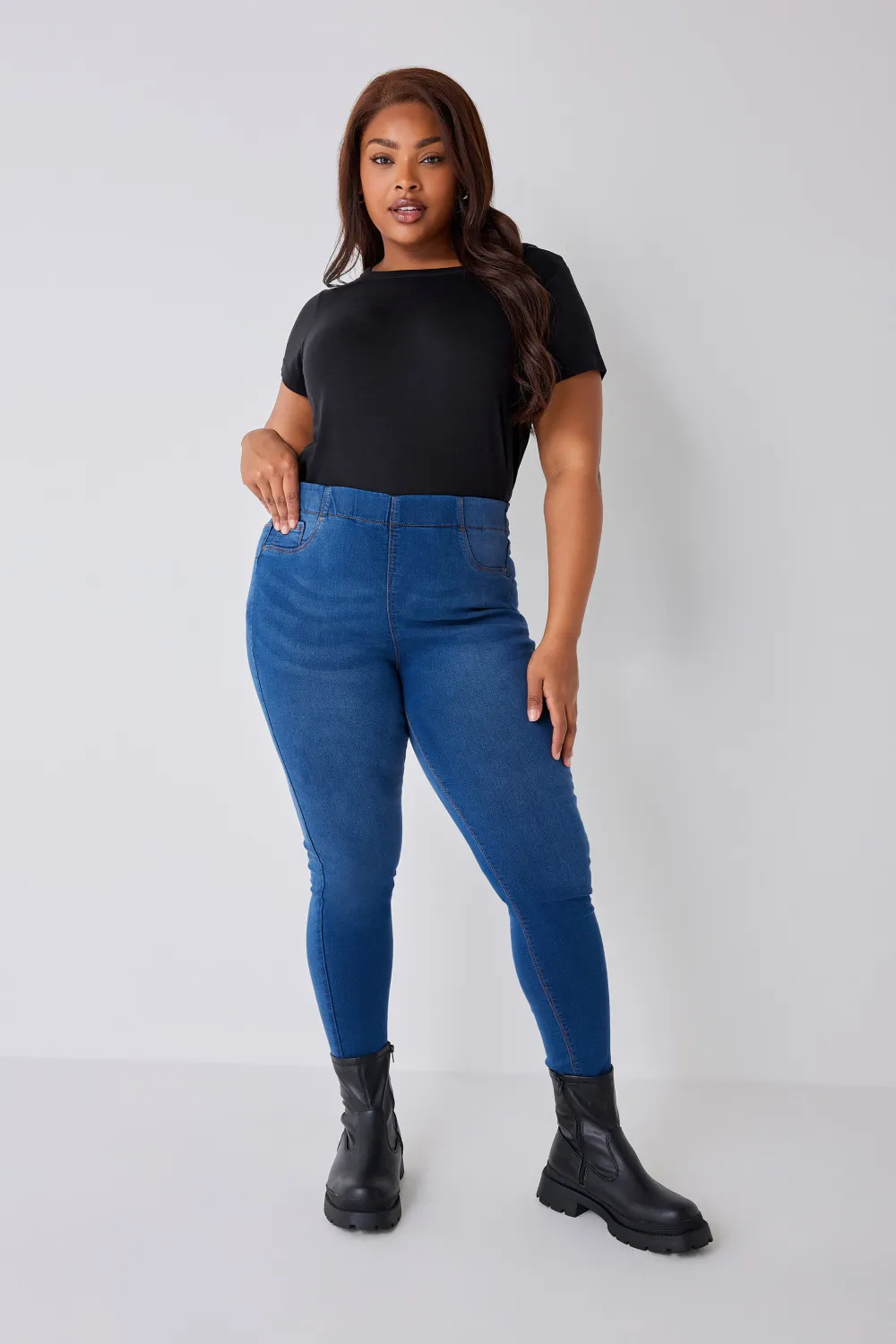 YOURS FOR GOOD Curve Black Pull On Stretch JENNY Jeggings