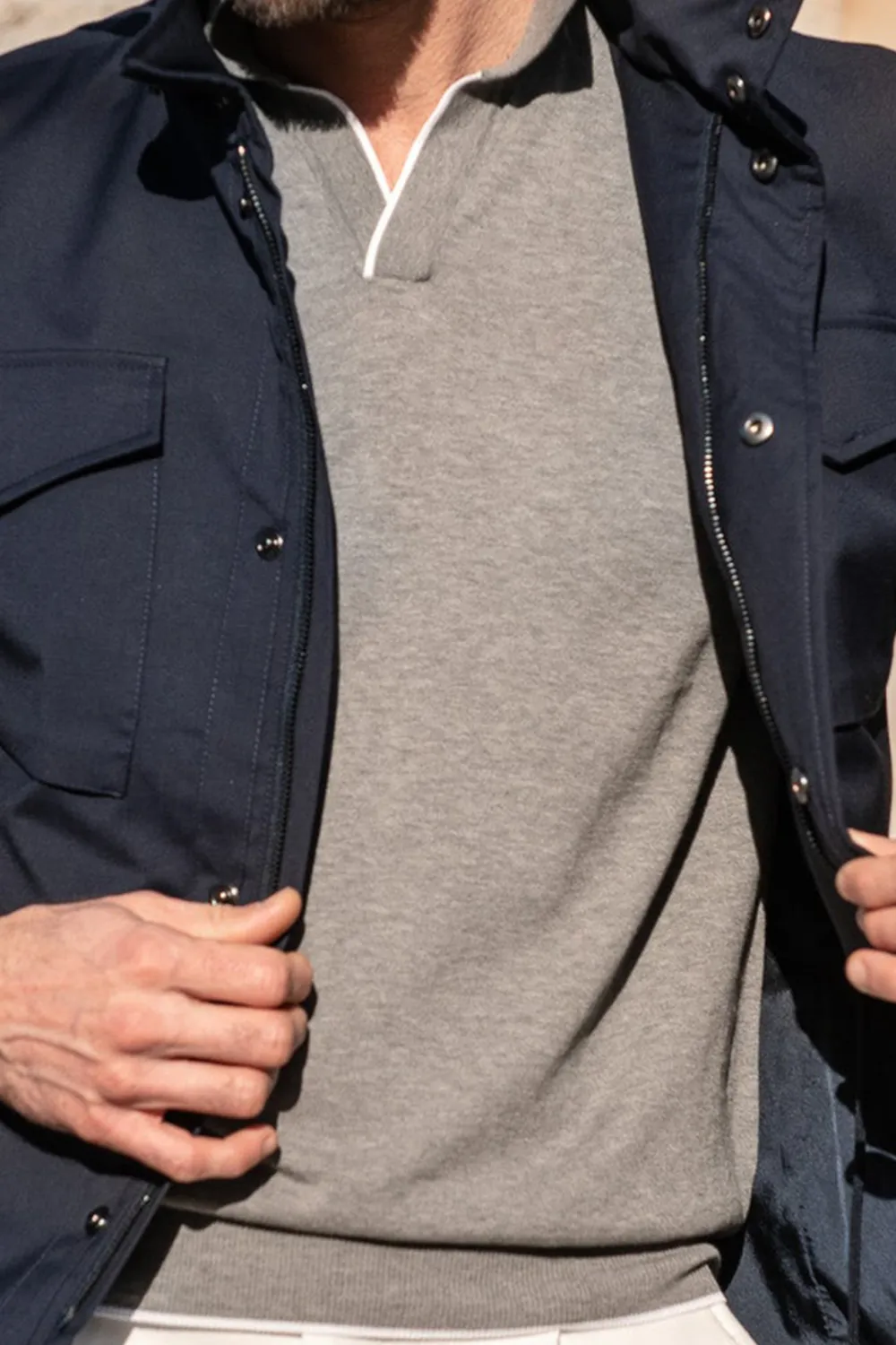 Blue Field Jacket In  Green Storm System Wool