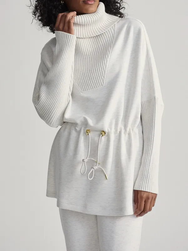Chic Turtleneck Drawstring-Waist Sweatshirt