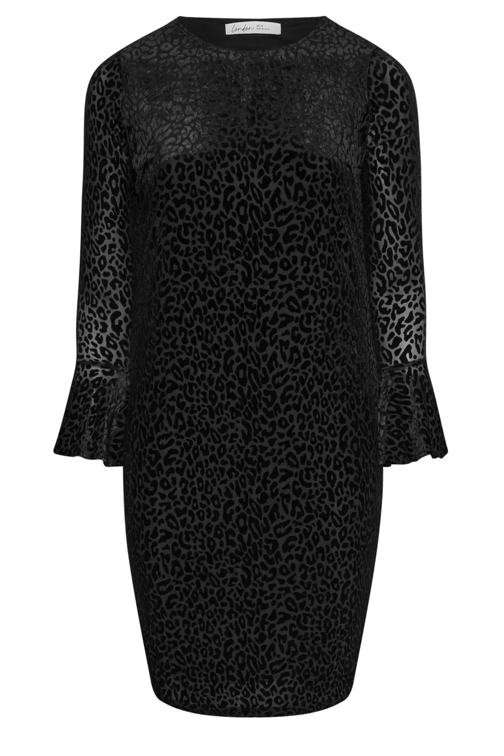 YOURS LONDON Curve Black Velour Leopard Shift Dress
