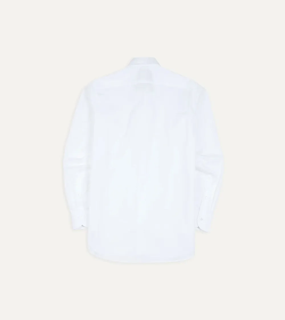 Casual Style White Cotton Spread Collar Poplin Shirt