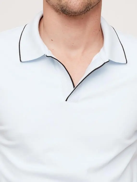 Men's Cotton Cerulean Blue Contrast Polo Shirt