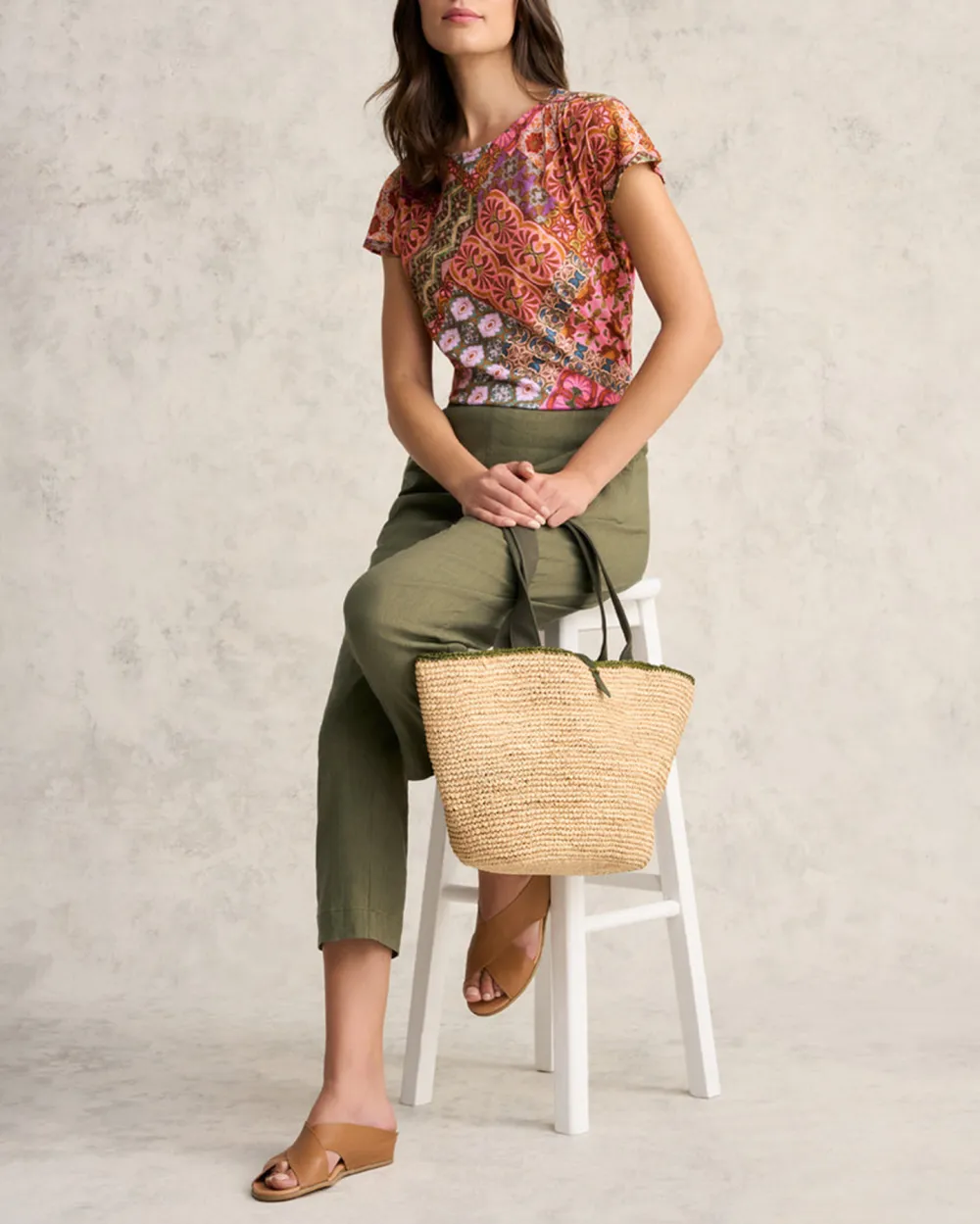 Short Sleeve Patchwork Print Blouse