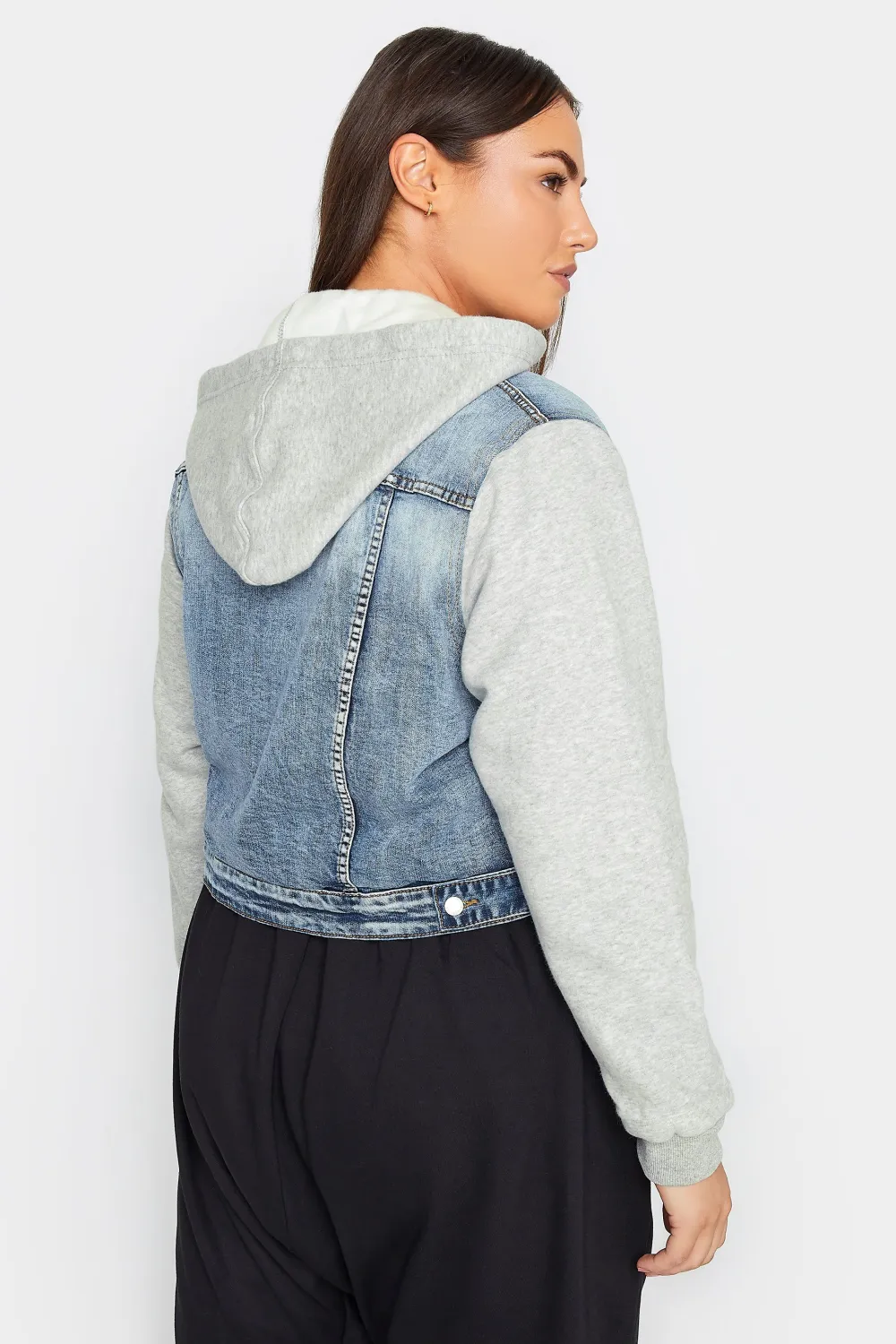 EVANS Curve Blue Washed Denim Hoodie Jacket