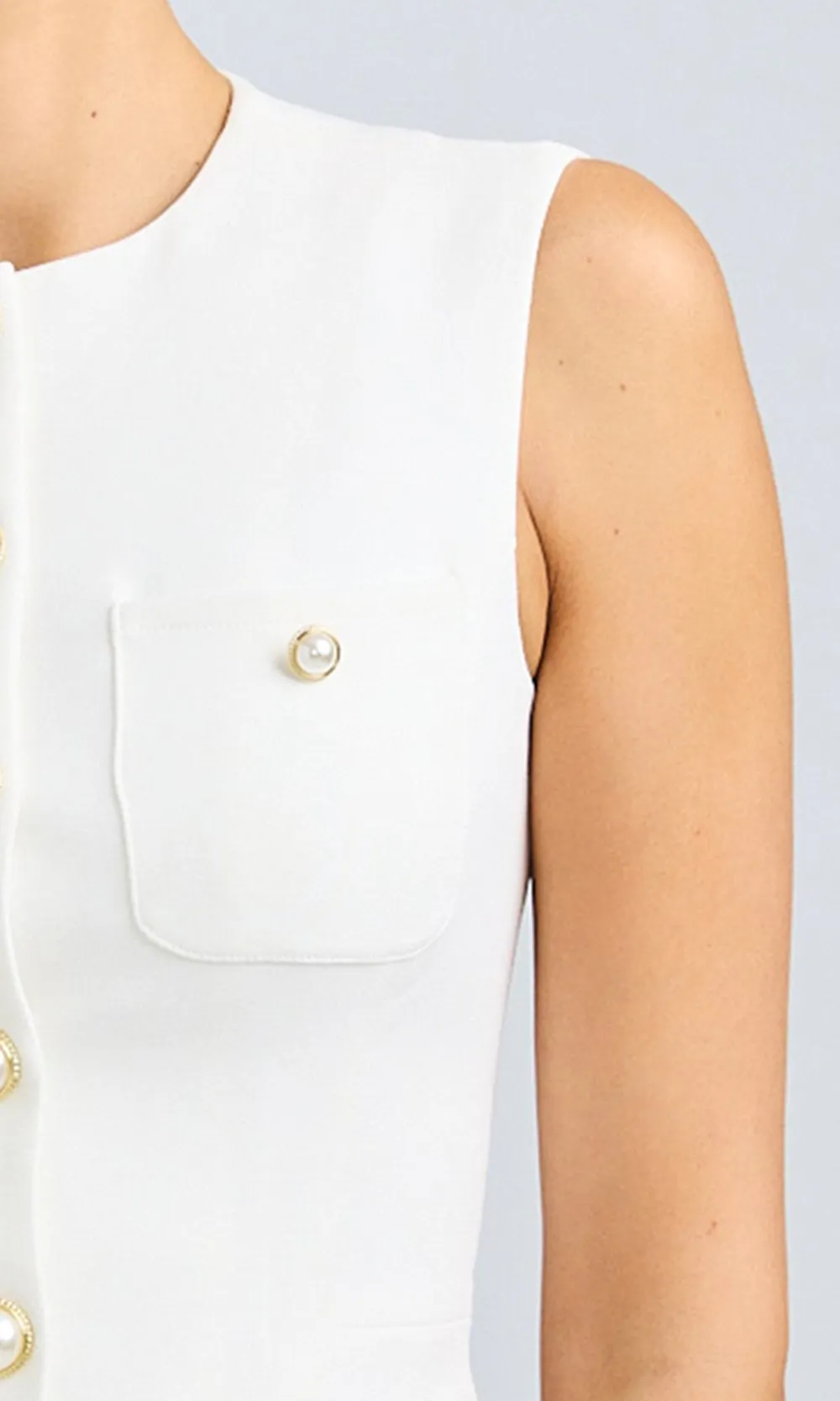 Button Up Round Neck Vest