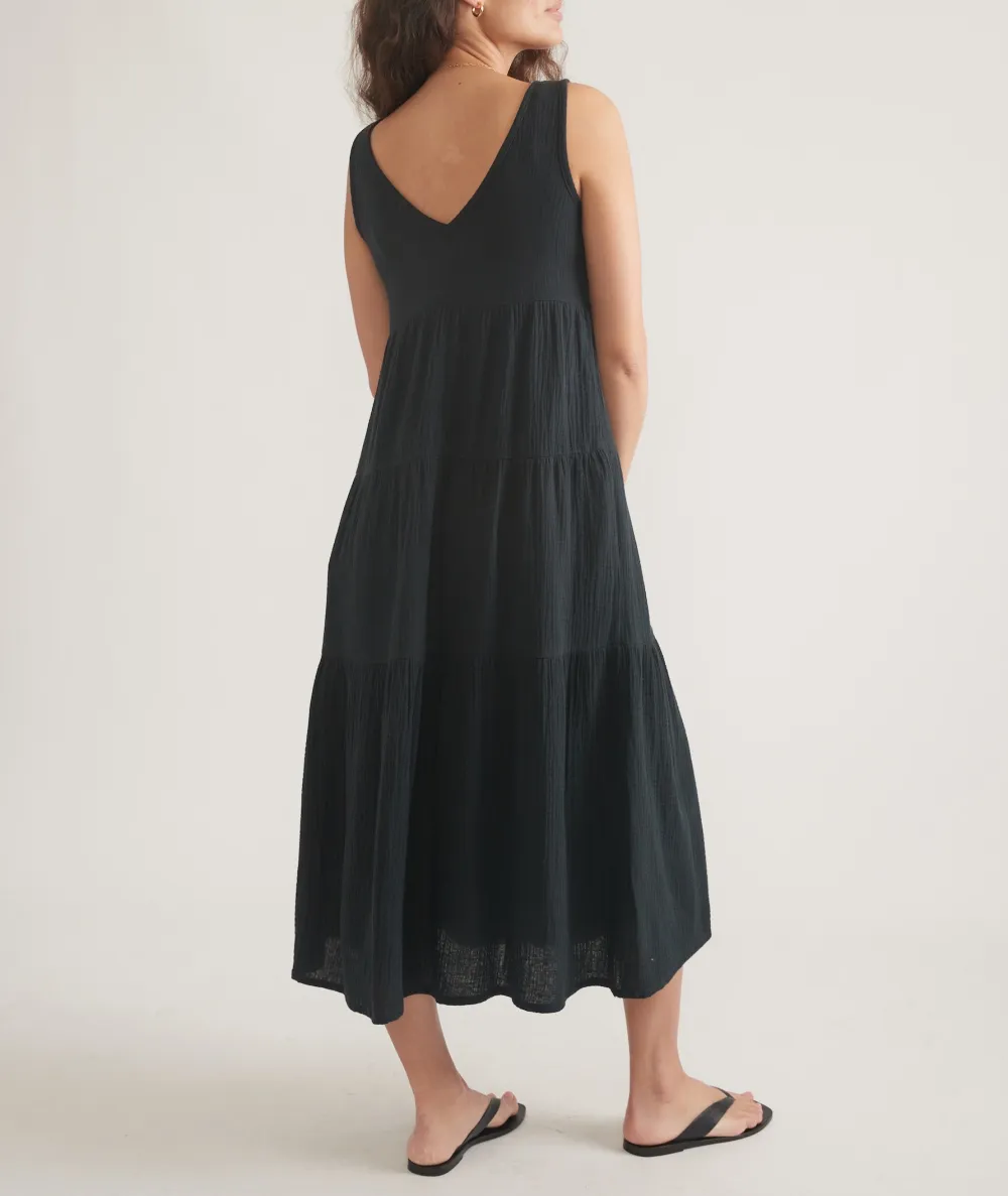 Black Double Cloth Pocketed Dress