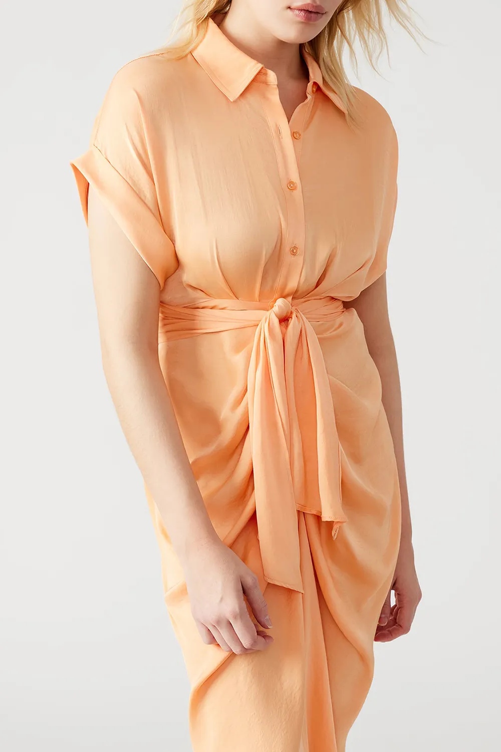 SLIGHT STRETCH DRESS PEACH