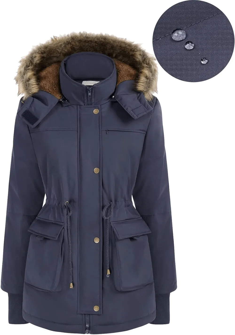 Women's Winter Coats Fleece Parkas Anoraks Hooded Military Jacket Coats M Black