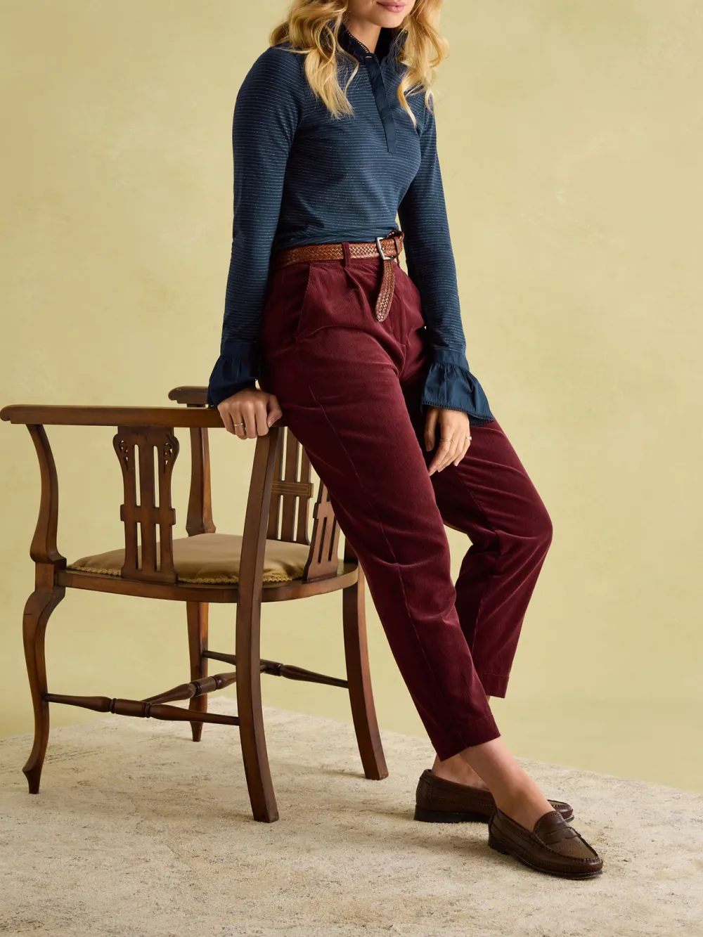 Black Long Sleeve Frilled Neck Top