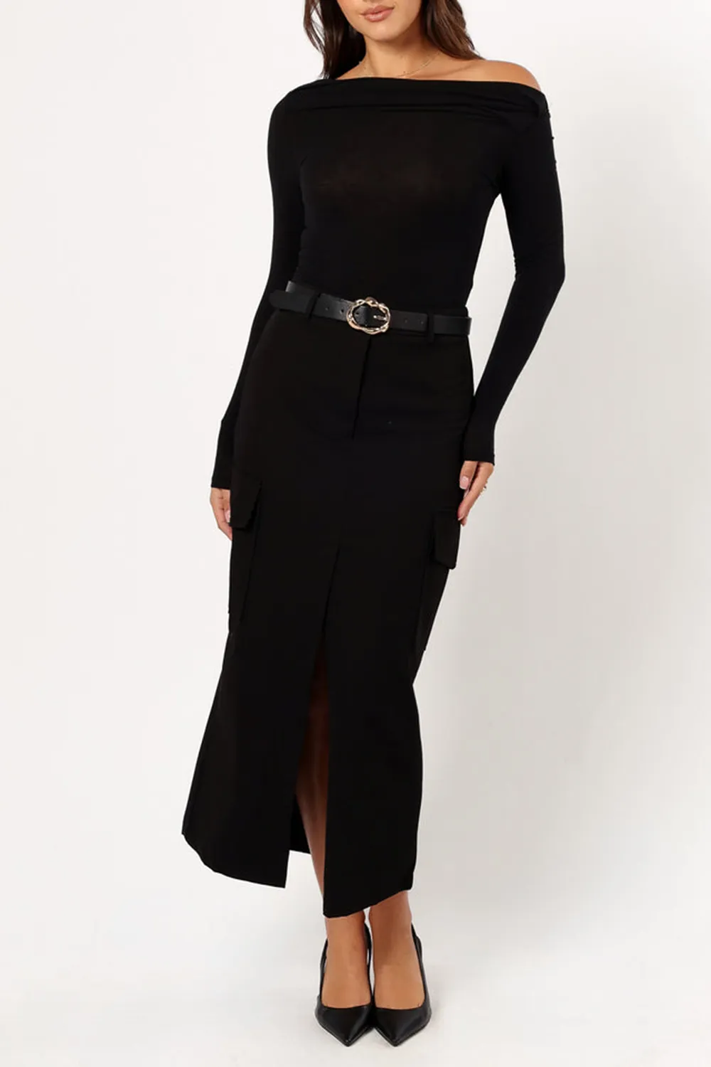 BLACK OFF-THE-SHOULDER TOP