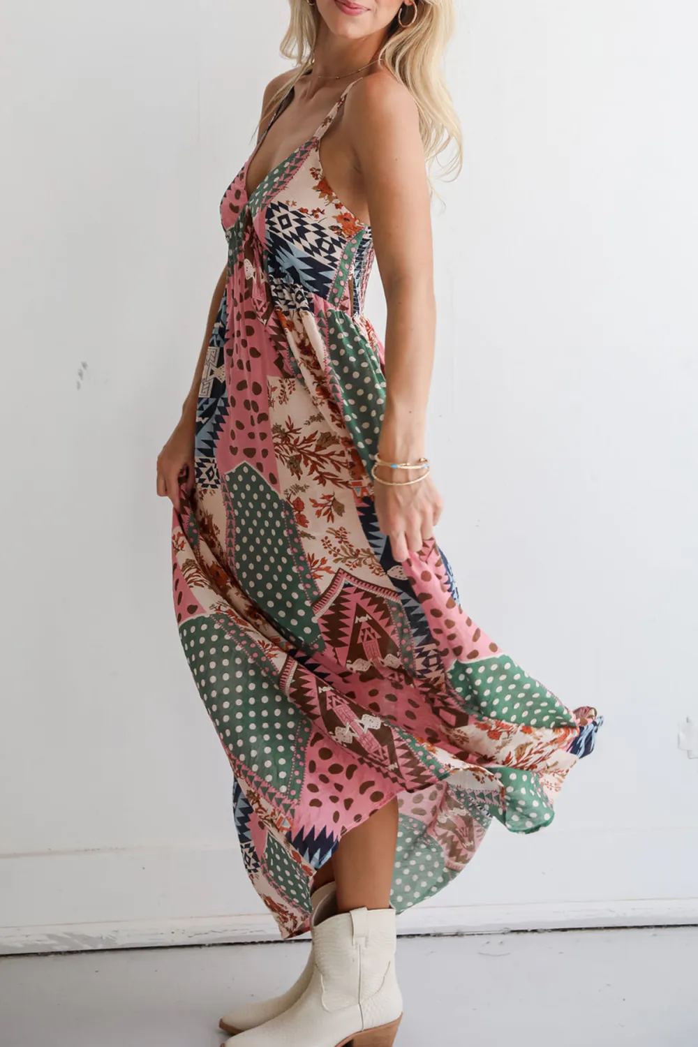 Unbelievably Divine Cream Patchwork Maxi Dress