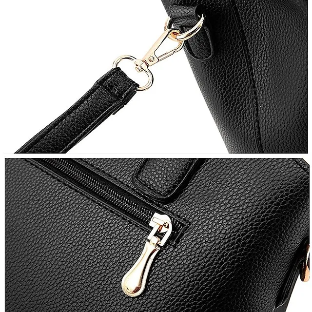Women's Handbag Crossbody Bag Satchel Top Handle Bag PU Leather Daily Zipper Pom-pom Solid Color Wine Black Pink