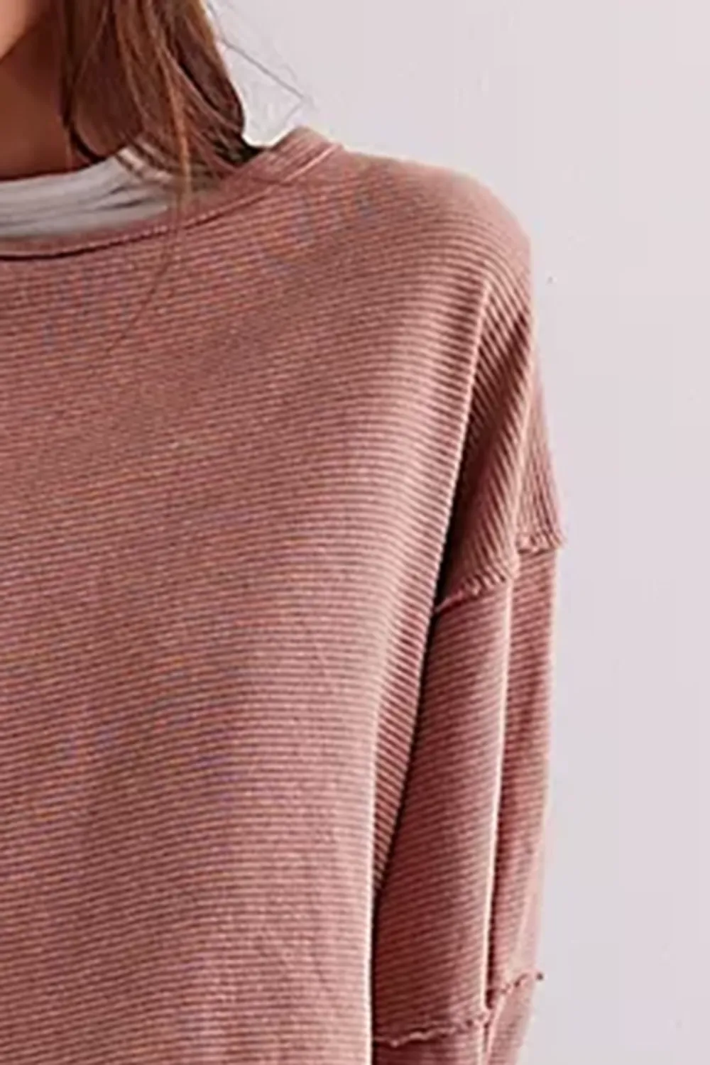 Ribbed Crew Neck Sweatshirt
