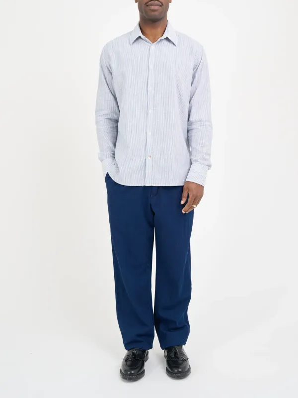 Blue Long Sleeve Casual Style Cotton Shirt