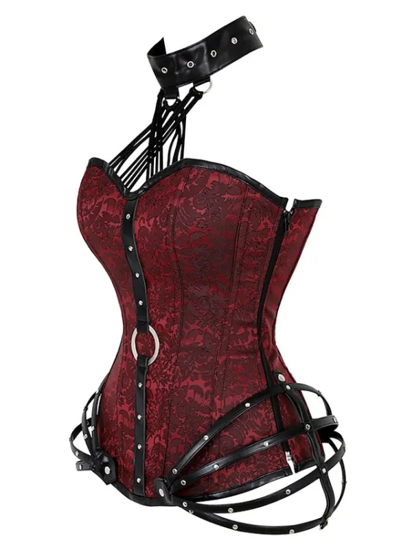 Women's Plus Size Corsets Halloween Waist Trainer Body Shaper Flower Sport Casual Punk & Gothic Daily Going out Polyester Breathable Halter Neck Sleeveless Summer Spring Black Red