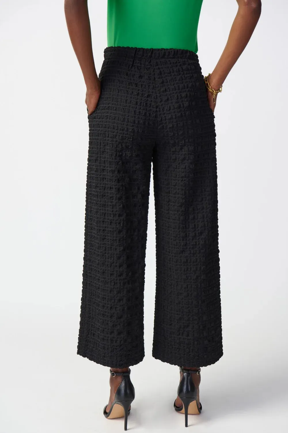 Dark Gray Textured Wide - Leg Pants