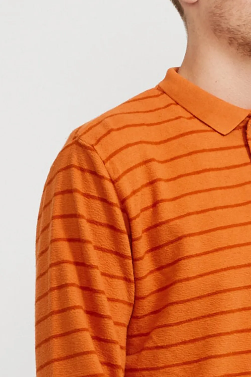 Orange Horizontal Striped Polo Shirt