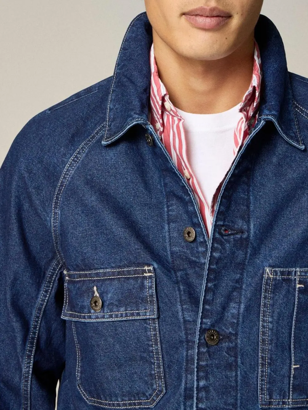 Dark Blue Denim Button Front Jacket