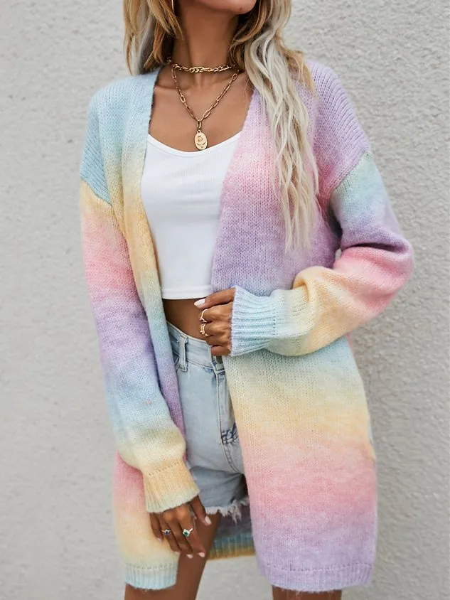 Women Ombre Long Sleeve Comfy Casual Cardigan