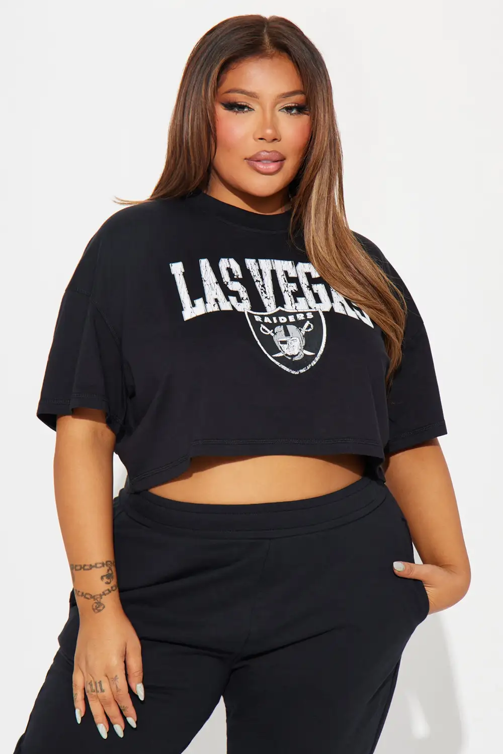 Raiders Game Plan Cropped Tee - Black