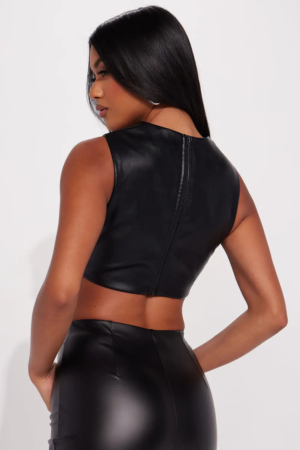 Feeling Dedicated Faux Leather Top - Black