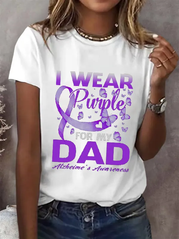 I Wear Purple For My DAD Alzheimer'S Awareness T-Shirt