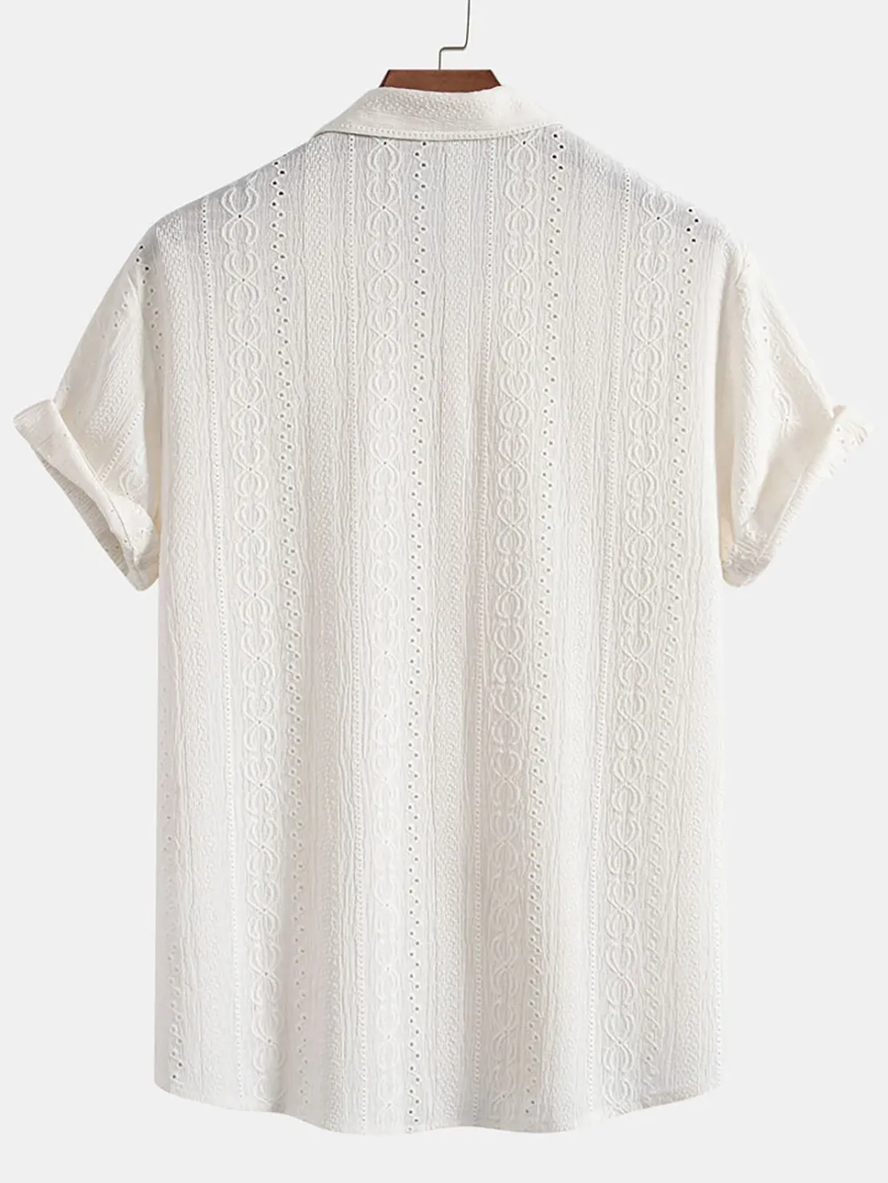 White Textured Button Up Shirt