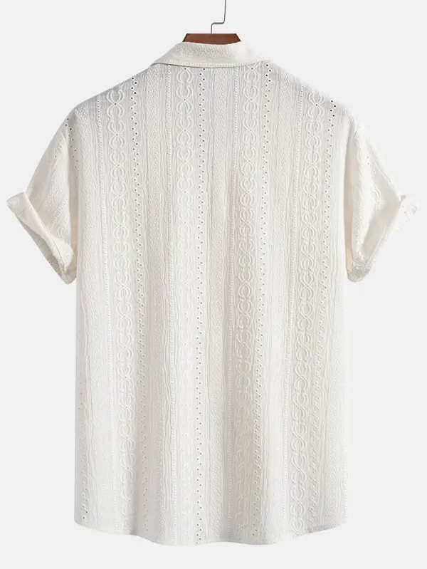 White Textured Button Up Shirt