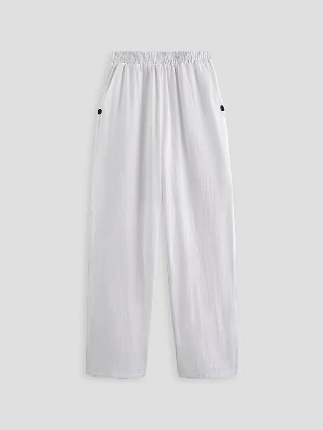 Vacation Casual Loosen Cotton Linen Solid Pants(⚡Clearance Sale)