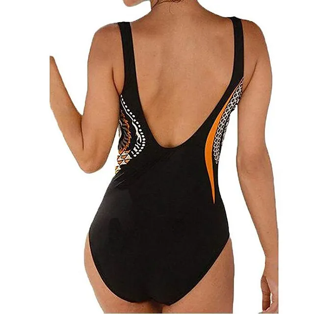 Women's One Piece Swimsuit Backless Vintage Bodysuit Bathing Suit Swimwear White Blue Breathable Quick Dry Lightweight Swimming Surfing Beach Spring Summer
