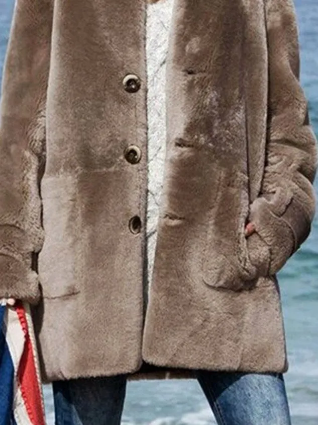 Casual Plain Fluff/Granular Fleece Fabric Teddy Jacket