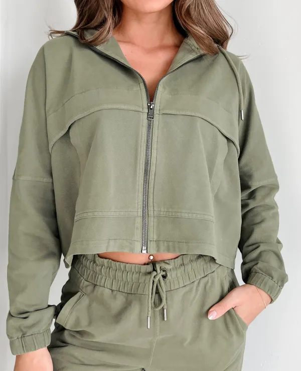 Military Green Hooded Utility Jacket