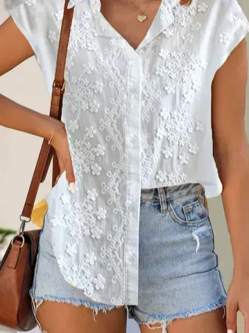 Casual Shirt Collar Blouse