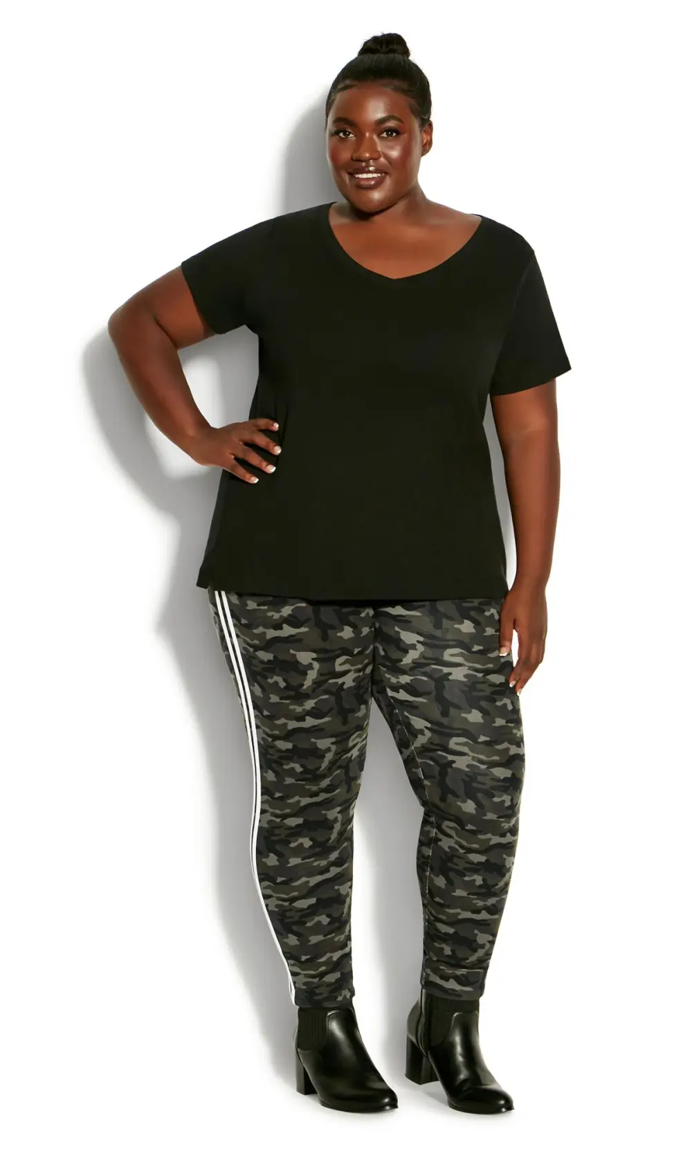 Evans Green Camo Striped Leggings