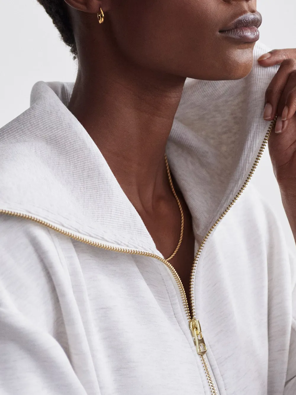 Stylish High-Collar Zip-Up Long-Sleeve Jumpsuit