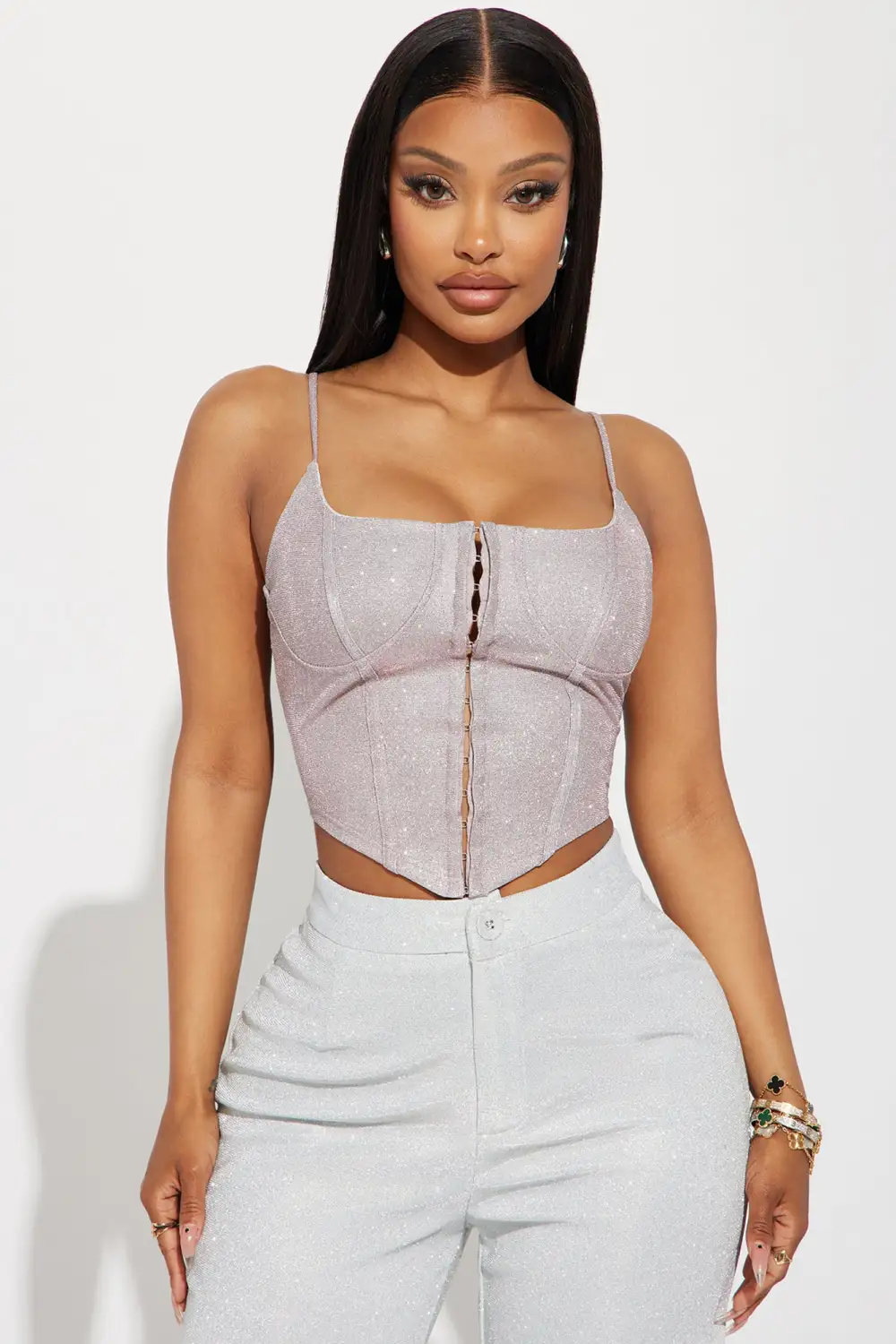 Party Never Stops Metallic Corset - Blush