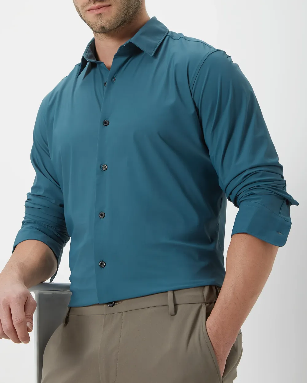 Simple And Comfortable Slim-Fit Breathable Green Shirt